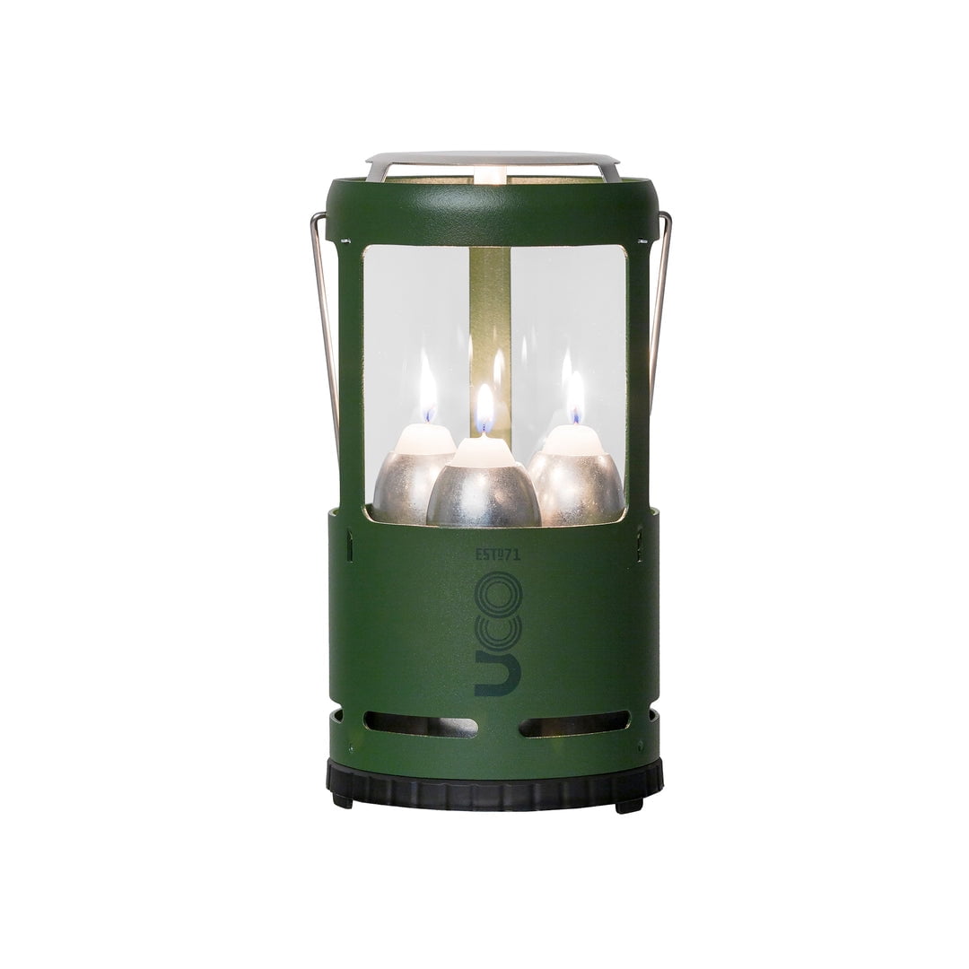Forest Green Aluminum Triple Candle Camping Lantern
