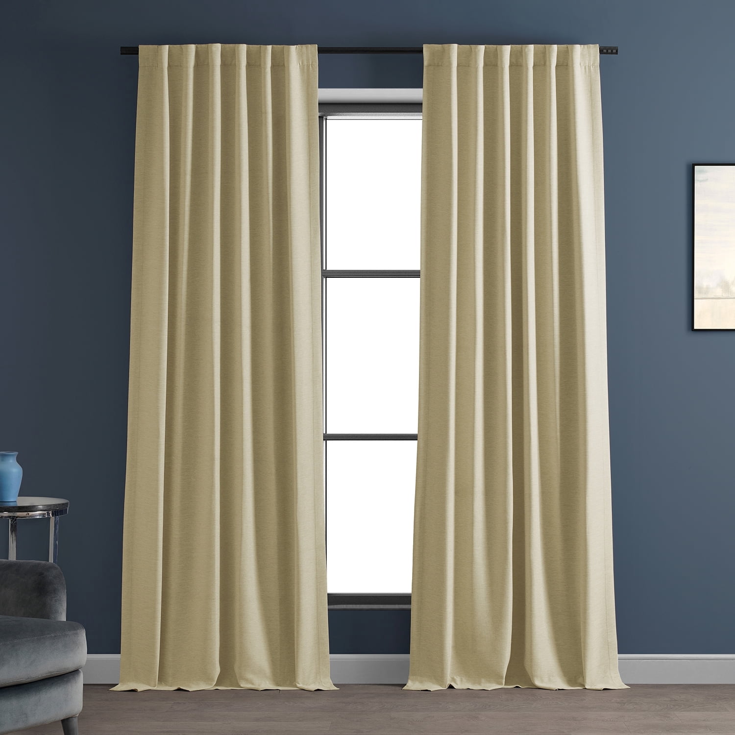 Half Price Drapes Candlelight Bellino Textured Faux Linen Room Darkening Curtains For Bedroom & Living Room Curtains(1 Panel), 50W X 84L