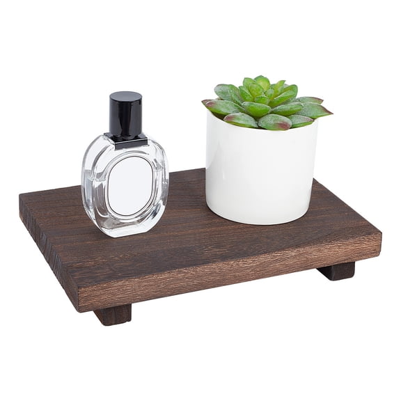 Candlenut Wood Holder for Planter Pots Serving Tray Rectangle Coconut Brown 230x150x40mm for diy