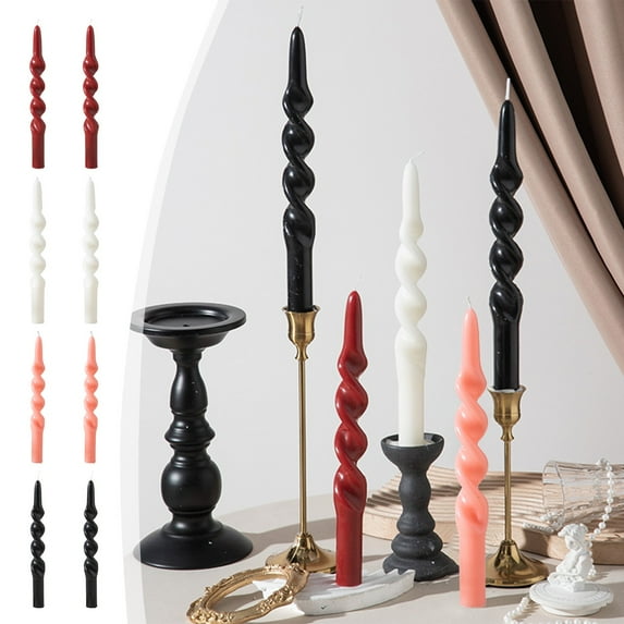 Candles under $5! Yannianjz Long Tapered Candles, 25cm Threaded Dinner Candles for Wedding Banquet Party, Unscented Decorative Candlesticks, 2-Pack Multi Color