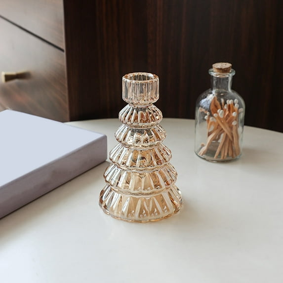 Candles Decor Modern Transparent Glass Christmas Tree Candle Decoration Festive Atmospheres Props Christmas Small Gifts Decorations Stick Candle Holder
