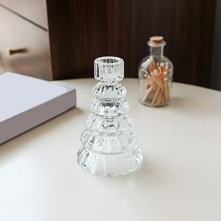 Candles Decor Modern Transparent Glass Christmas Tree Candle Decoration Festive Atmospheres Props Christmas Small Gifts Decorations Stick Candle Holder