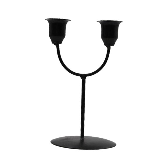 Candles Holder Candlestick Scene Layout Home Decor Decorative Metal Racks Tabletop Centerpieces Candleholder for Wedding Bedroom , Black