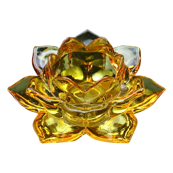 Candles & Holders - Candles and Candle Holders - 8 Colors Crystal Glass Lotu Flower Candle Tea Light Holder Buddhist Candlestick - 1 Candle Holder