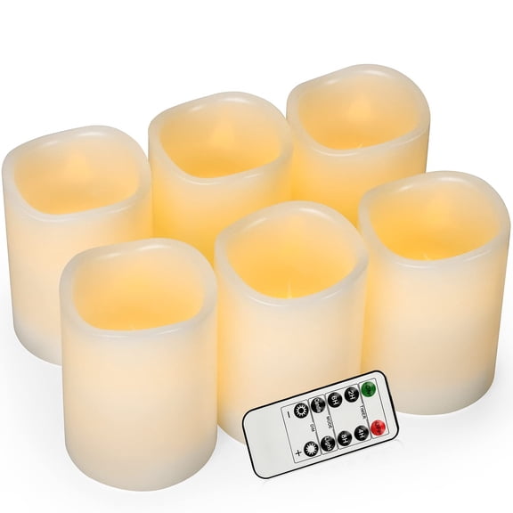 Candles Operatedar Real Wax Flickering Electric Led Candle Gift Sets With Remote Control Cycling 24 Hours Timer  Pack Of 6 (3" D X 4" H)
