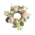 thumbnail image 1 of Candles Rose Rings Plastic Dining Table Decoration 20x20x7cm Multicolor Floral Wreath Home Decor Party Wedding Ambiance Decor Realistic Texture Symmetrical Design, 1 of 5