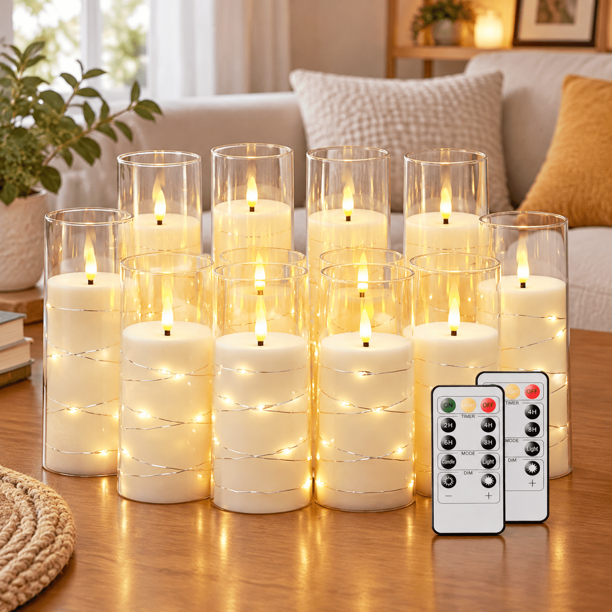 Skip Remote Operating Candles With Embedded Star String 12 Operated Ledar Remote And Timer ...