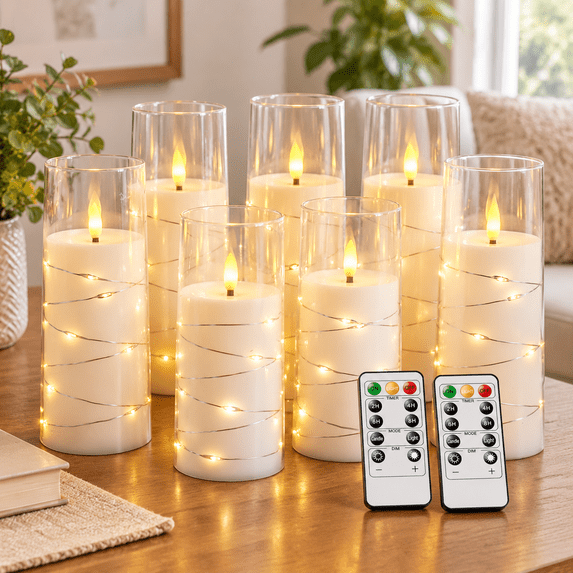 Command Candles Candles With Embedded Star String Operated Flickering Ledar Remote ...