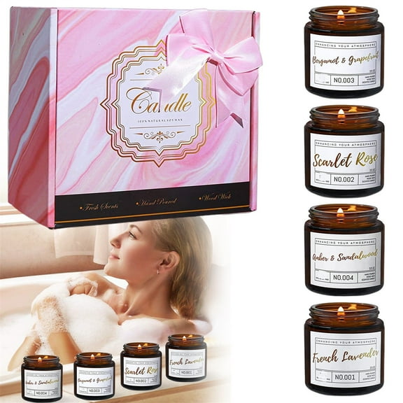 Candles & holders,Aromatherapy Candles For Home Scented Candle Gift Set For Stress | Meditation | Yoga | SPA | Relaxing Amber Jar Candles For Women Birthday Valentine Christmas Day