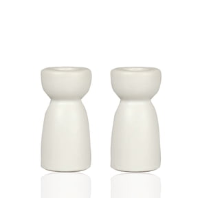 Candlestick Holders, Ceramic White Taper Candle Holder Candlelight Stand, Modern Boho Candle Holders for Desktop Table Setting Dining Bathroom Home Wedding Mothers days Party Decoration,2 Pack