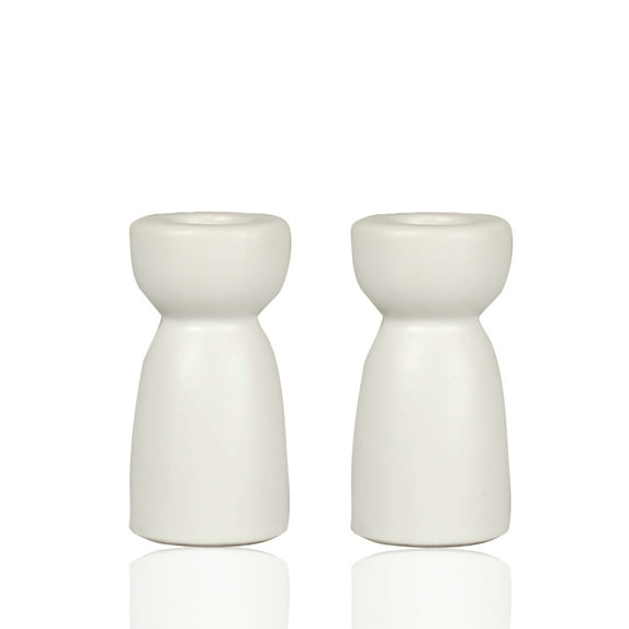 Candlestick Holders, Ceramic White Taper Candle Holder Candlelight Stand, Modern Boho Candle Holders for Desktop Table Setting Dining Bathroom Home Wedding Mothers days Party Decoration,2 Pack