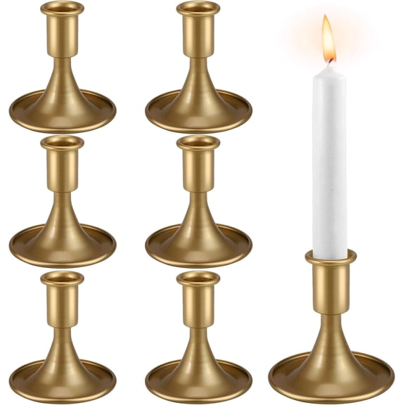 Candlestick Holders,Gold Taper Candle Holder,Metal Candles Sticks Holders,Candle Holders for Table Centerpiece Wedding Christmas Table Decor, Set of 6