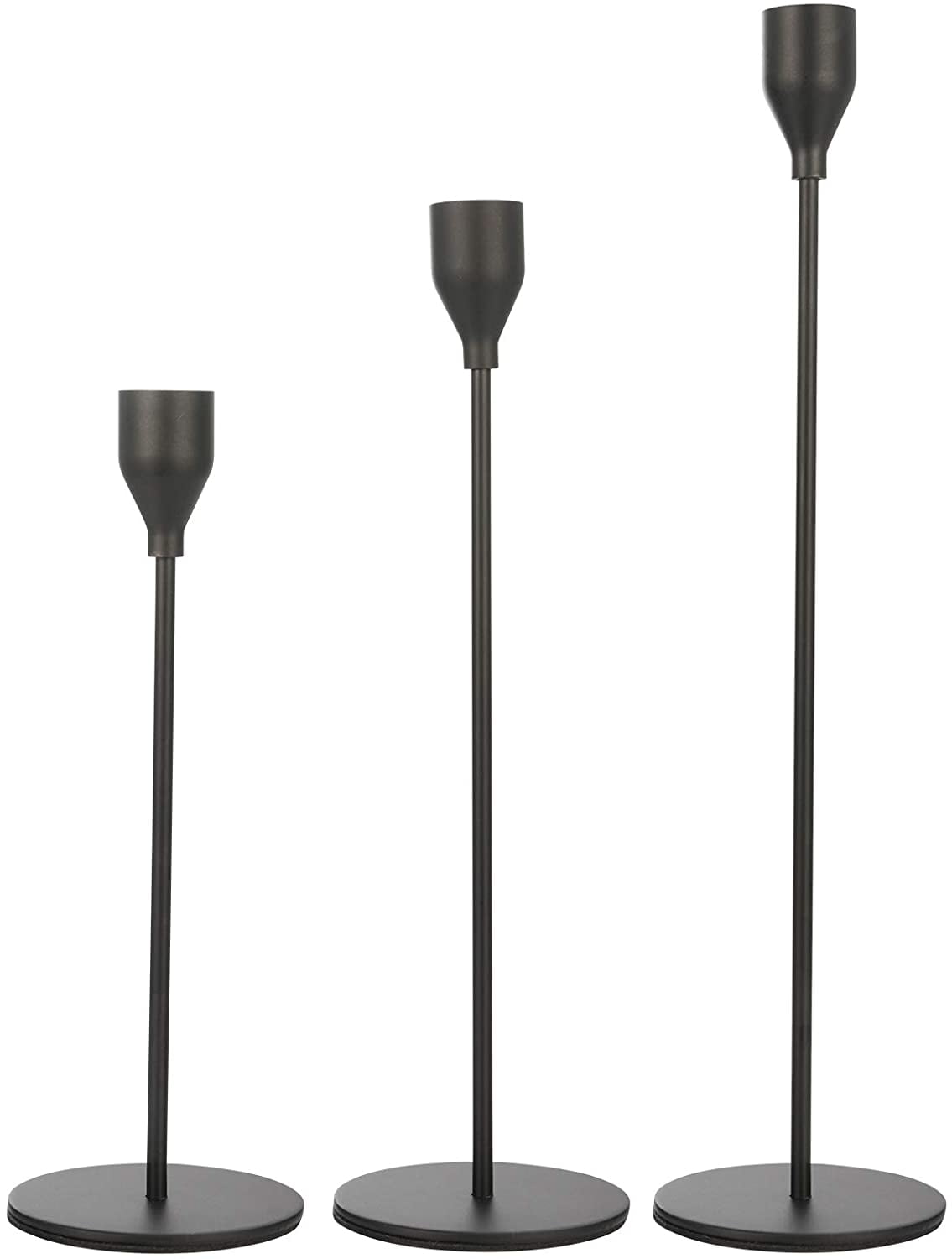 Candlestick Holders, Set of 3 Matte Black Candle Holders, Taper Candle