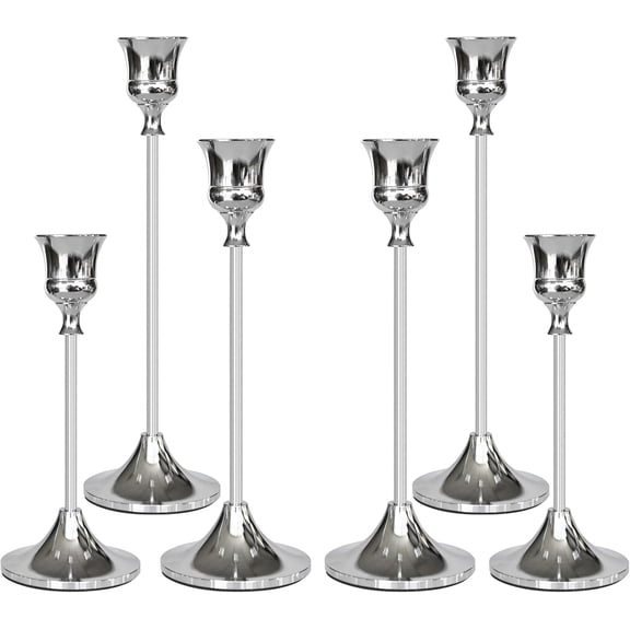 Candlestick Holders Silver, 6 Packs Taper Candle Holder for Candlesticks, Sticks Decor Home