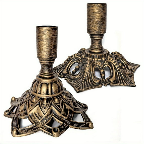 Candlestick Holders, Taper Candle Holder for Candlesticks Golden Brass Vintage Candle Metal Stick Candle Holders for Dinning, Party, Wedding Decor, Fits 3/4 inch Thick Candle&Led Candles(Set of 2pcs)