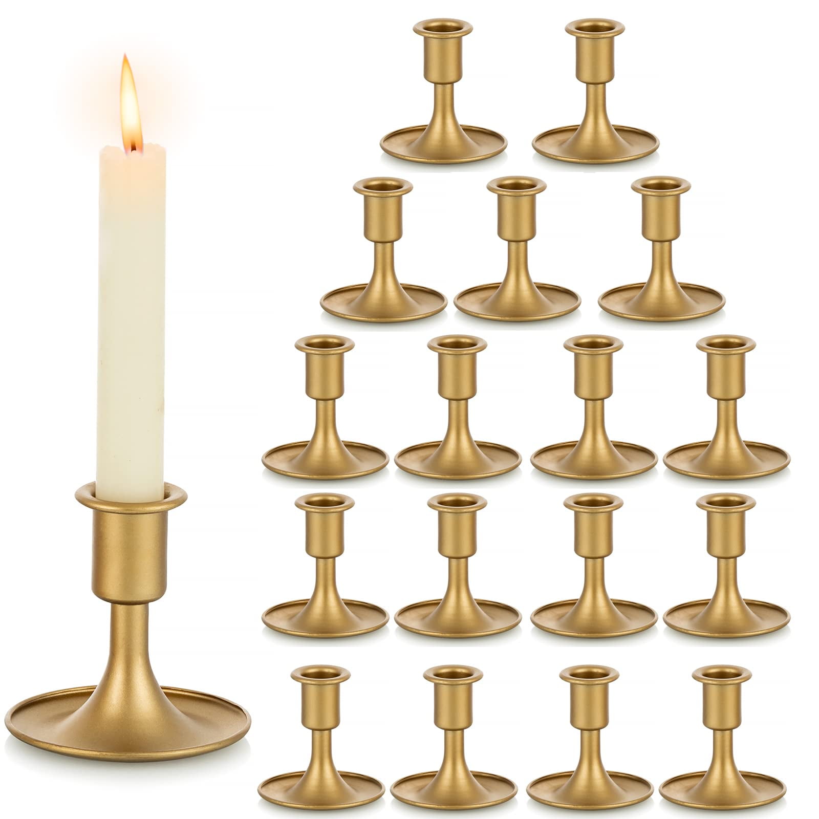 Romadedi Set Di 2 Candeleri Vintage In Ottone – Portacandele Oro Vittoriano Per Camino, Centrotavola Matrimonio E Decorazione Casa