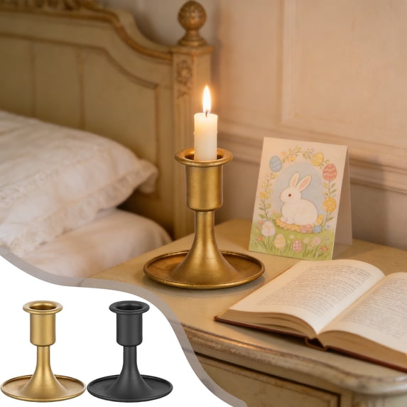 Candlestick Holders Taper Candle Holders, Romadedi Gold Candle Stick Candle Holder for Table Centerpiece, Wedding Reception, Festive Christmas Mantel Decoration or Home Decor (Black)