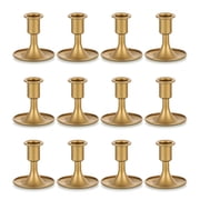 Sziqiqi Set of 12 Candlestick Holders Taper Candle Holders: Gold Candle Stick Candle Holder for Table Centerpiece Wedding Reception Festive Christmas Mantel Decoration Elegant Metal Home Decor Party