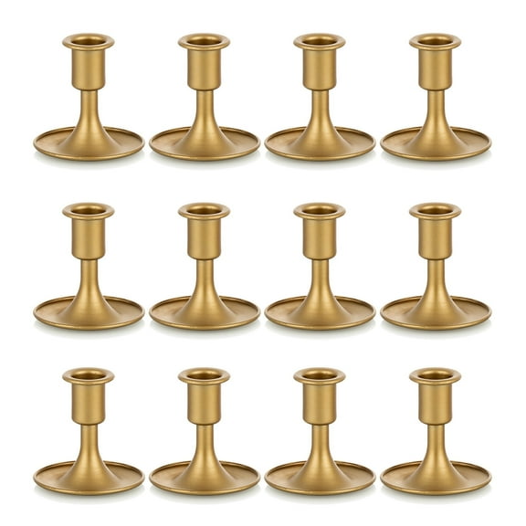 Sziqiqi Set of 12 Candlestick Holders Taper Candle Holders: Gold Candle Stick Candle Holder for Table Centerpiece Wedding Reception Festive Christmas Mantel Decoration Elegant Metal Home Decor Party