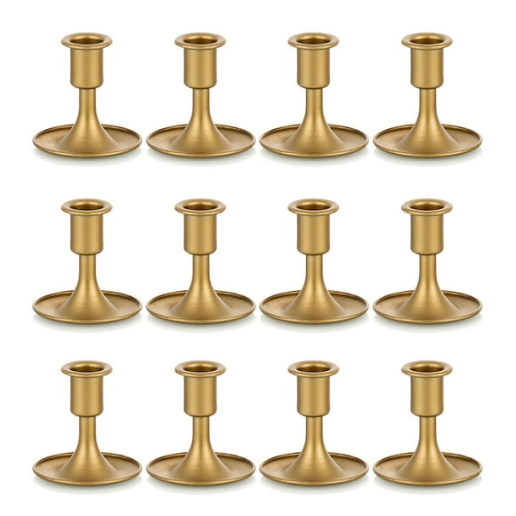 Sziqiqi Set of 12 Candlestick Holders Taper Candle Holders: Gold Candle Stick Candle Holder for Table Centerpiece Wedding Reception Festive Christmas Mantel Decoration Elegant Metal Home Decor Party