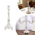 thumbnail image 1 of Candlestick Holders Vintage Silver Metal Pillar Candle Stand 10.6 Inch Elegant Alloy Candelabra Set for Table Centerpieces Wedding Party Home Dining Decor, 1 of 8