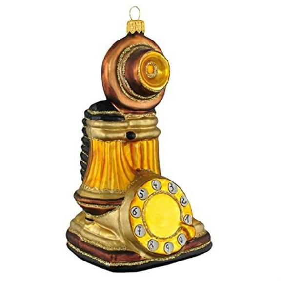 Candlestick Rotary Dial Telephone Polish Glass Christmas Ornament Decoration New