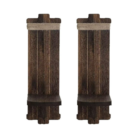 Candlestick Supports,Large Candle Holder Wall Decoration for House, Two Sets of Rustic Wooden Candle Holders with Floating Shelves for Fireplace Or Living Room
