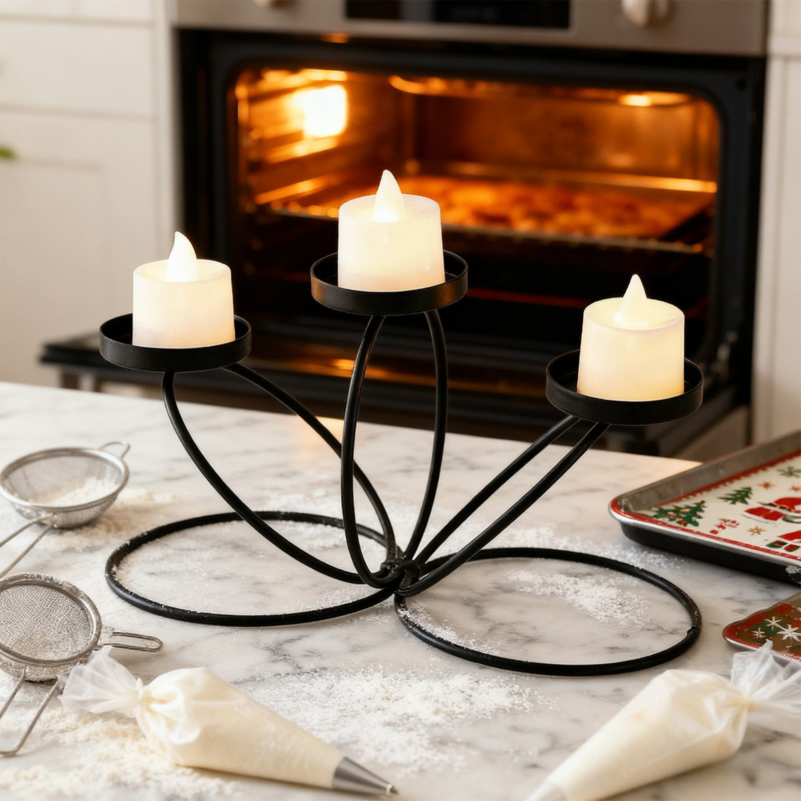 Stelton Kerzenständer Ora dreiarmig, Kerzenleuchter Kerzenhalter Edelstahl Black