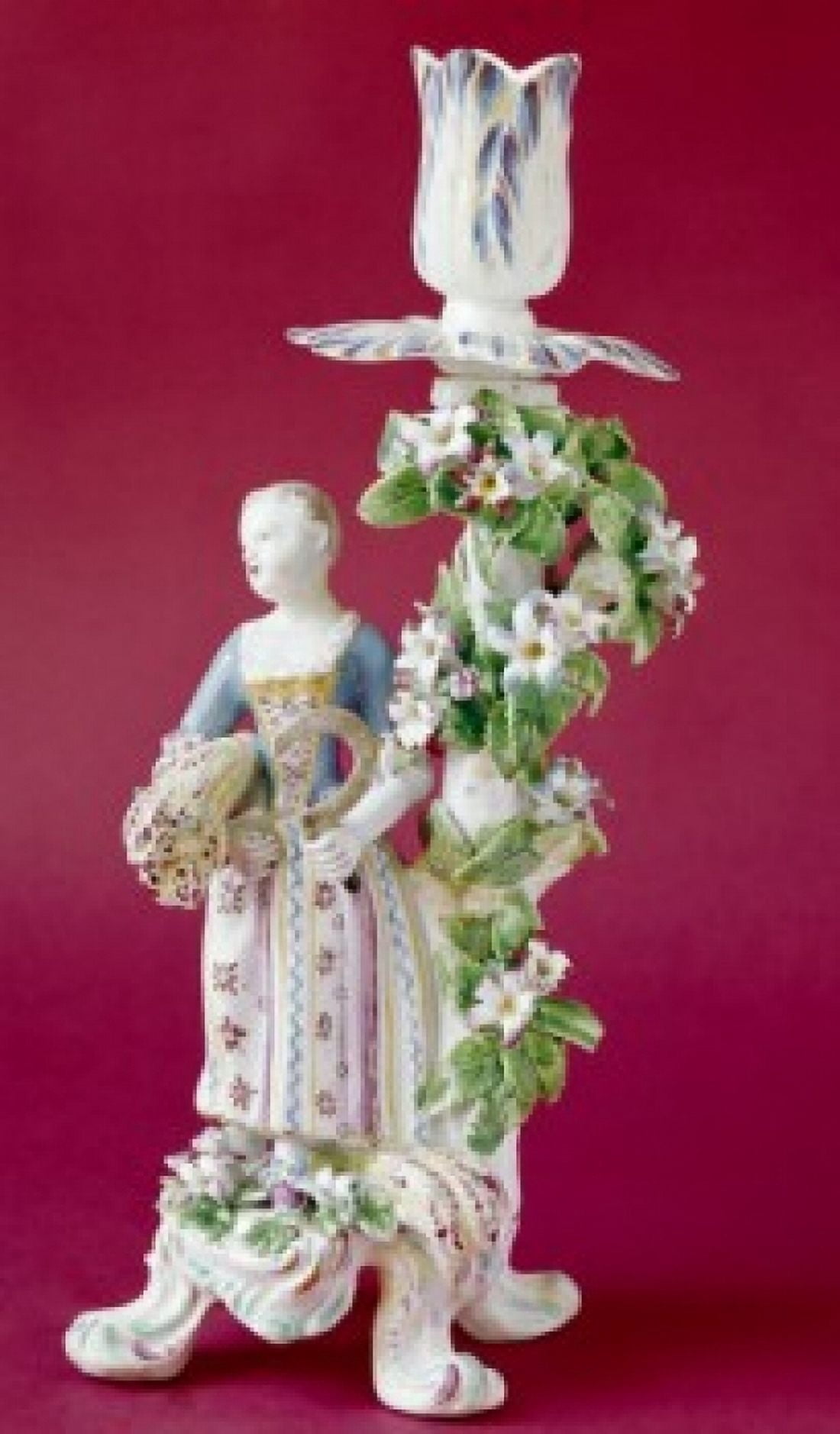 Candlestick with Figurine Bow Porcelain circa 1760 UK London London Museum Canvas Art - (24 x 36)