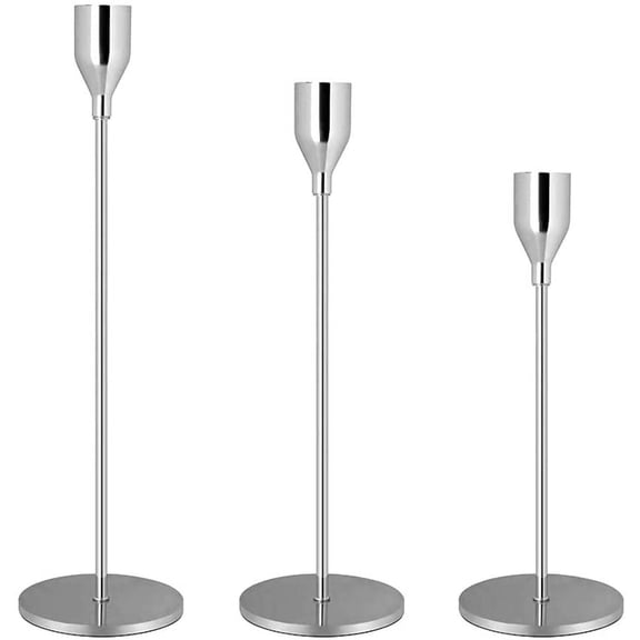 Candlesticks 3 Set Different Size, 23/28/33cm Candle Holder Tall Metal Decorative Candlestick, Vintage Candle Stand for Wedding Food