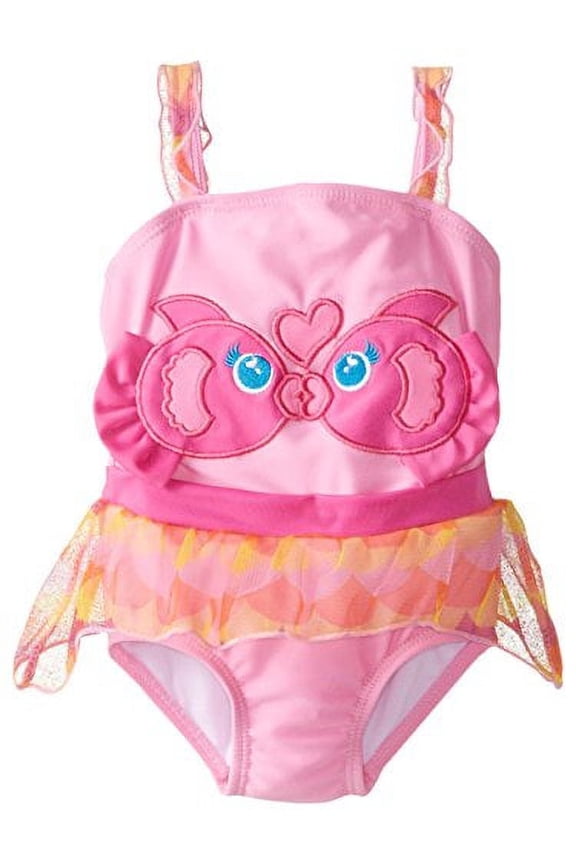 Baby Girls' Kissing Fish Pink Swimsuit, Pink, 18 Months