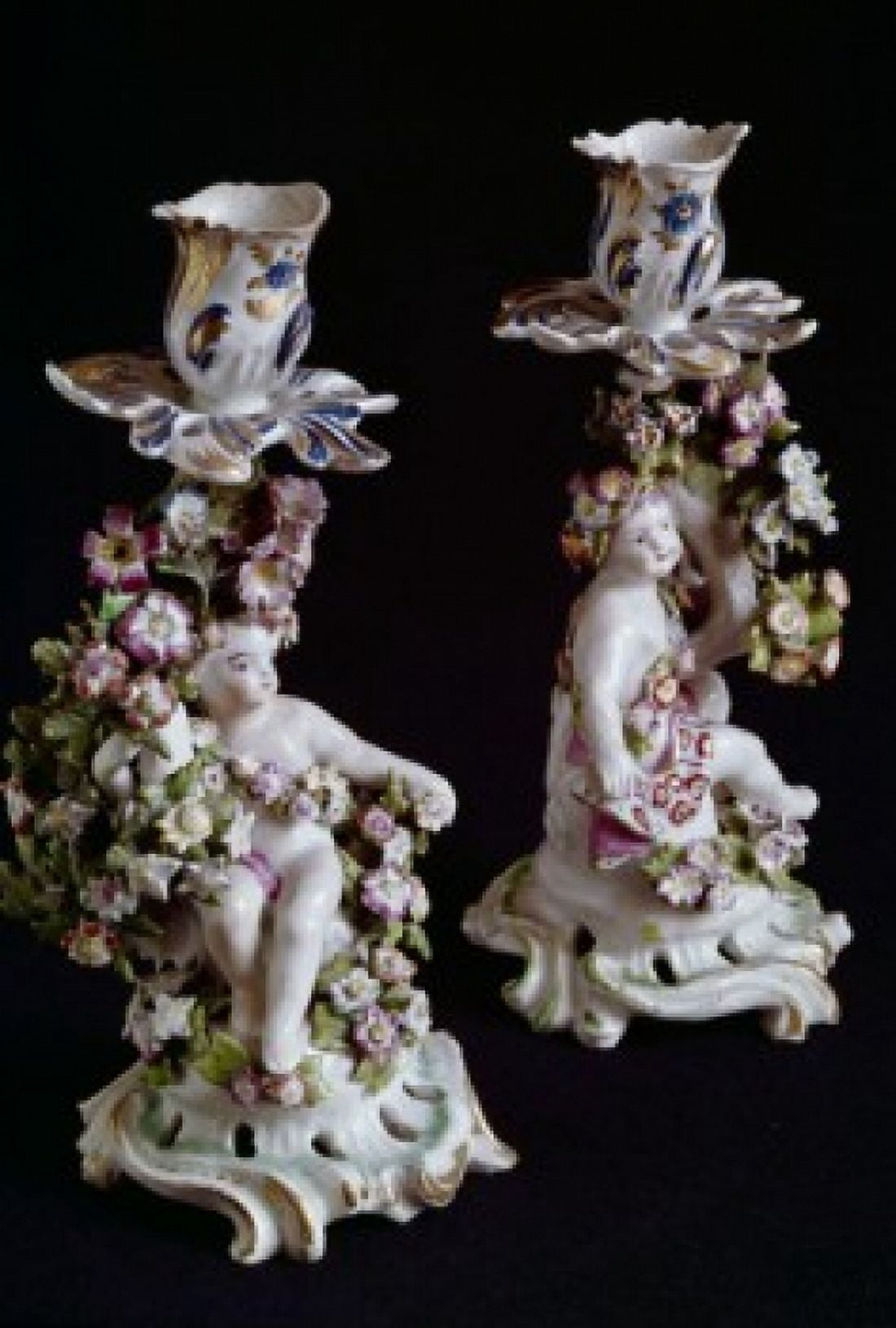 Candlesticks Bow Porcelain-Shanzi Zhang 1760 UK London London Museum Canvas Art - (18 x 24)