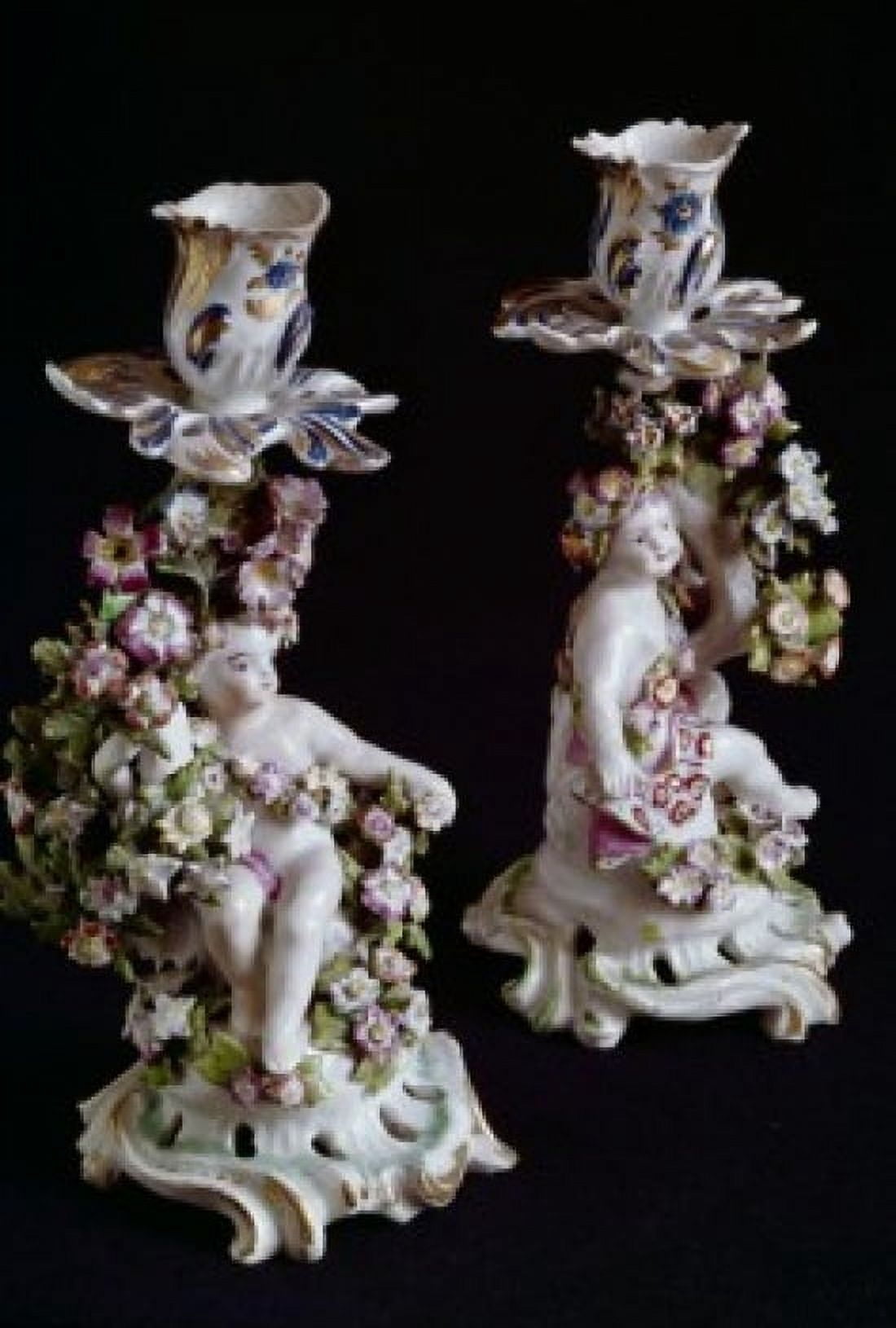 Candlesticks Bow Porcelain-Shanzi Zhang 1760 UK London London Museum Canvas Art - (24 x 36)