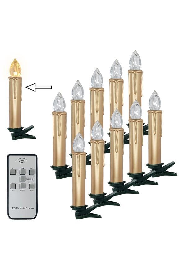 Candlesticks LED Taper Candle,Remote LED Candle Sticks Battery Operated Chandelier Flameless Candles with Clip Flickering Warm White Lights for Wedding Party Women