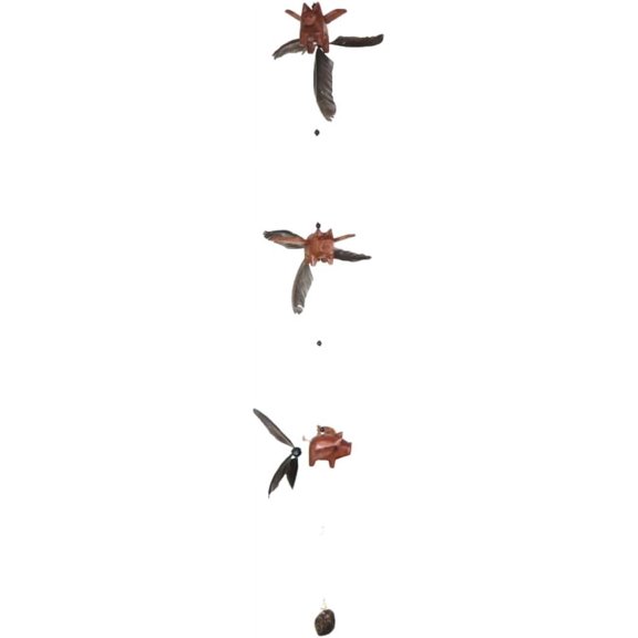 Candlestock Handmade Wooden Animal Hanging Wind Spinners - Pig
