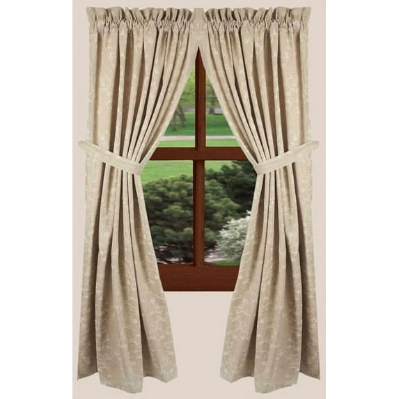 Candlewicking Taupe 63" Lined Cotton Curtain Panels by Raghu