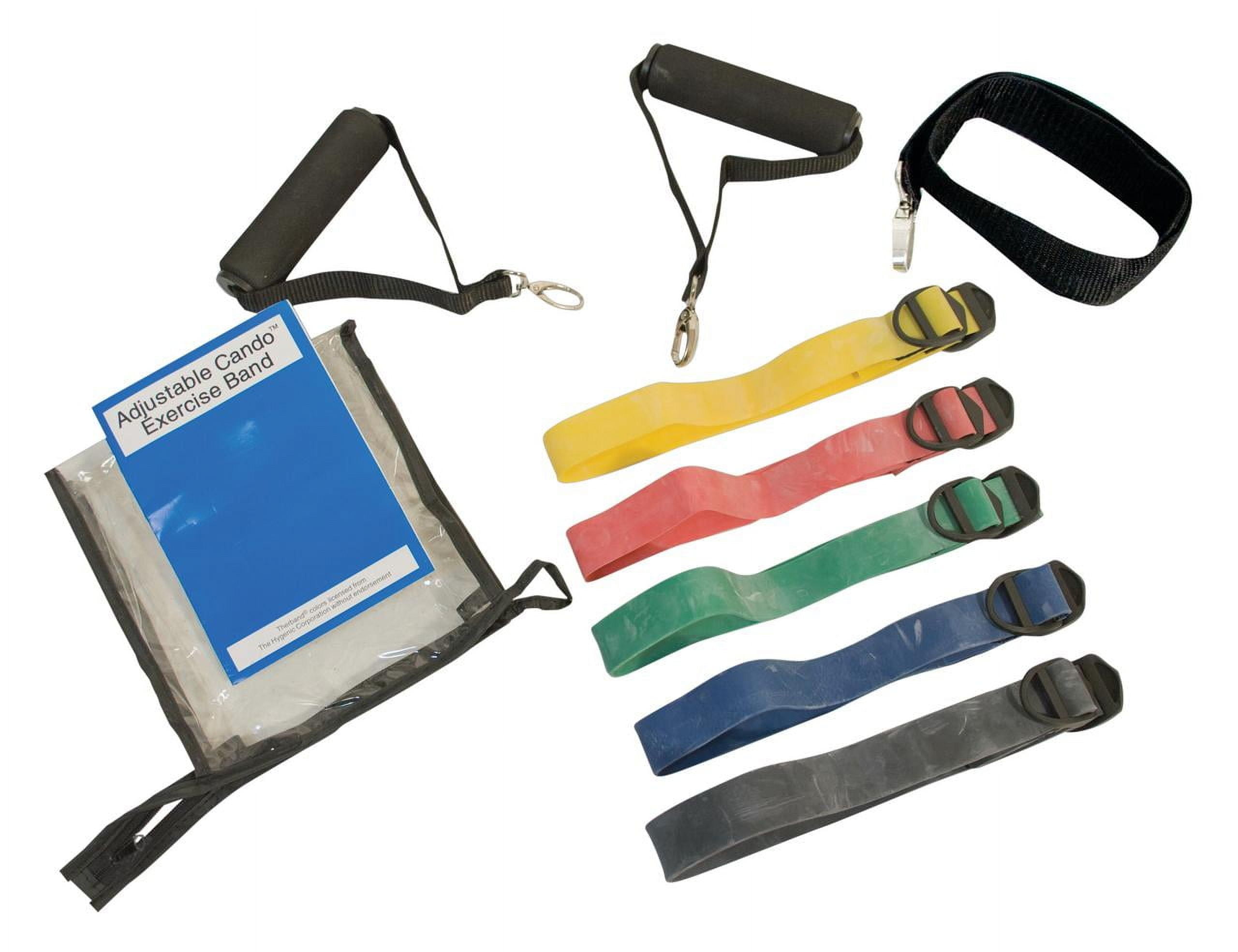 Cando Adjustable Exercise Band Kit, 5 Band, Yellow/Red/Green/Blue/Black