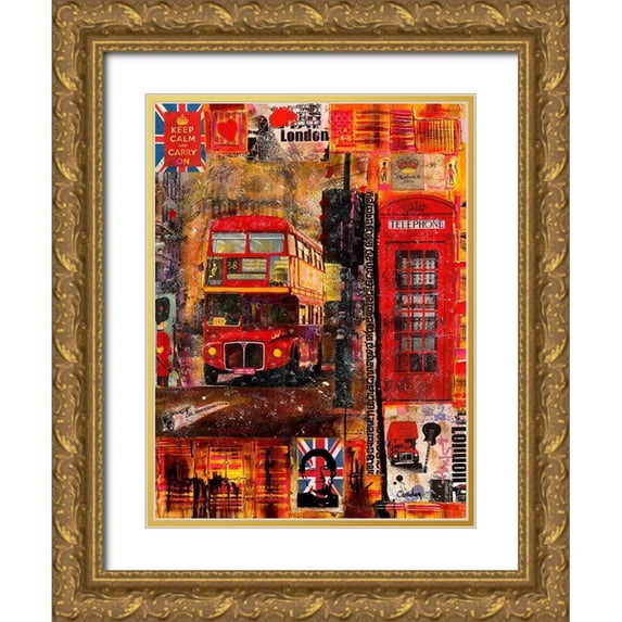 Candon, Frederick 19x24 Gold Ornate Wood Framed with Double Matting Museum Art Print Titled - London in Winter