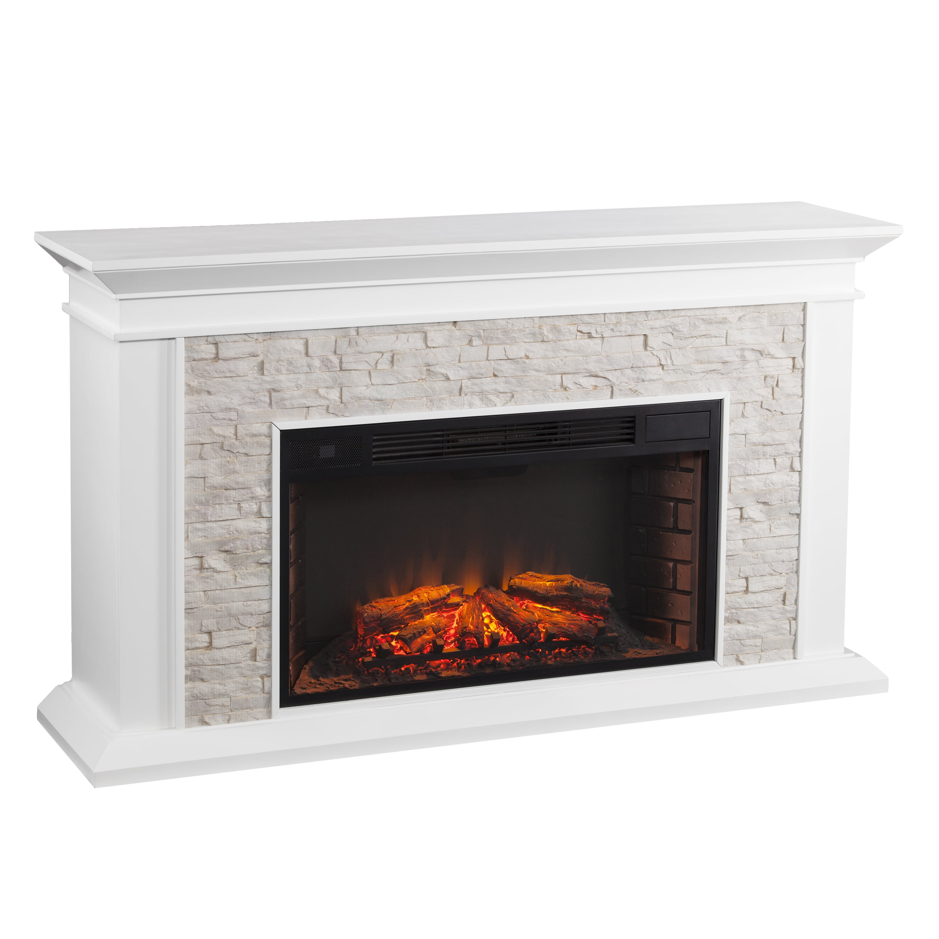 Candore Heights Faux Stone Electric Fireplace, White - Walmart.com