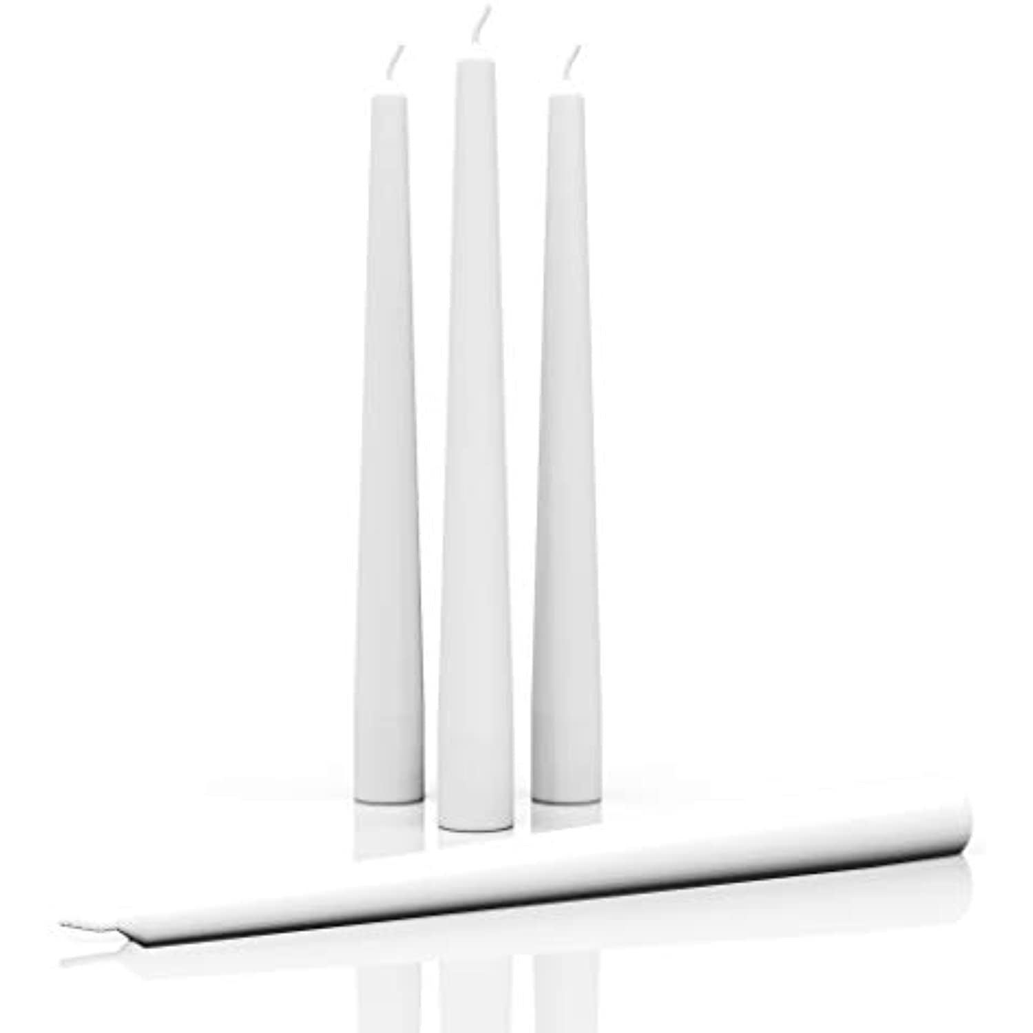 White 10-Inch Dripless Paraffin Taper Candles, Set of 4