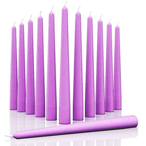Candwax 12 inch Taper Candles Set of 12 - Dripless and Smokeless Candle Unscented - Slow Burning Candle Sticks – Lilac Candles