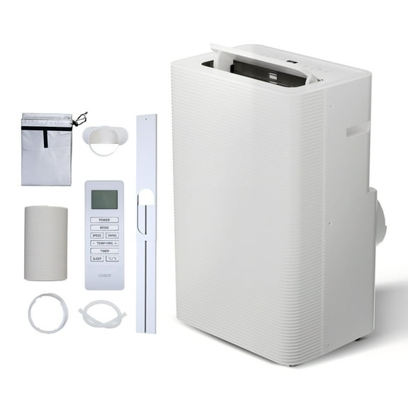 ​Candy 14000 BTU Portable AC Window Kit Included Cools 700 Sq Ft Room 3in1 Cool Dehumidify Fan Auto Swing 3Speed Remote White​