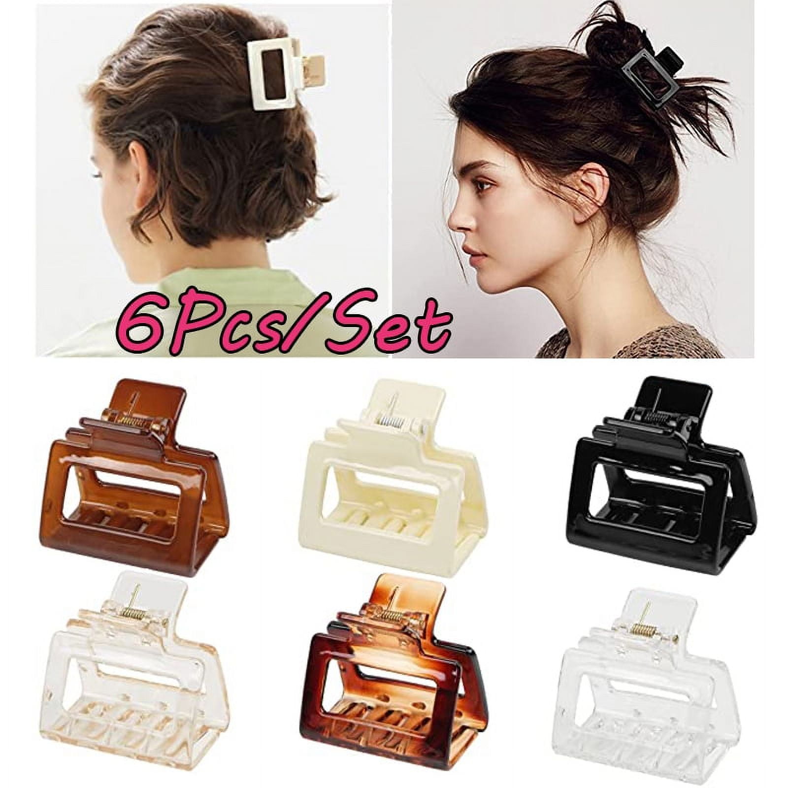 6 Pack Claw Clips, Hair Claw Clips for Women Girls, 2 Inch Small Hair Clips,  Medium Rectangle Claw Hair Clip, Acrylic Square Jaw Clips Hair Styling  Accessories for Thin Half-up Hair 2