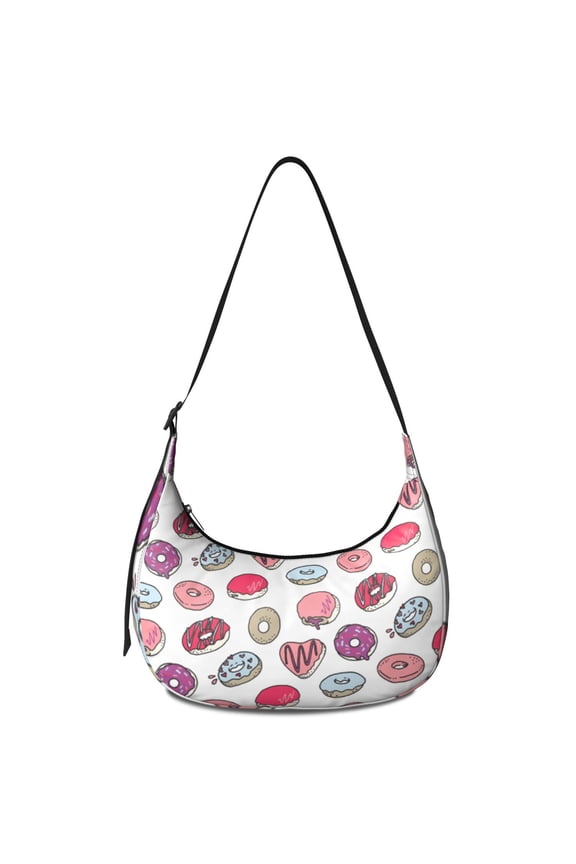 Candy Adjustable Strap Crossbody Bag Lightweight Nylon Donut Dessert Colorful Funny Cute Cake Doughnut Foodie Sweet Donut Small Purse for Women Travel Everyday