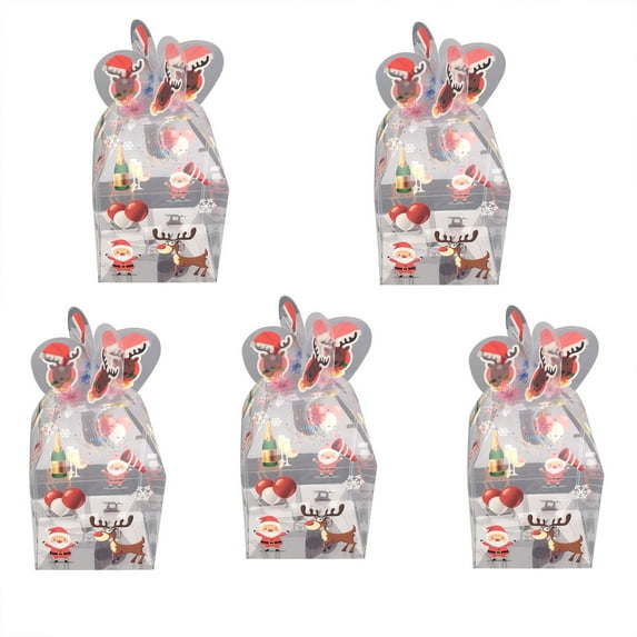 Candy Apple Boxes, 5 Pack Christmas Eve Apple Wrapping Kit, Christmas Gift Box Candy Box Christmas Gift with Clear Containers, Top for Cake Pop Chocolate Treat Christmas