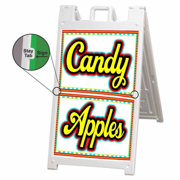Candy Apples (24" X 36") Deluxe A-Frame Signicade, Includes 2 Removable Panels & Stand