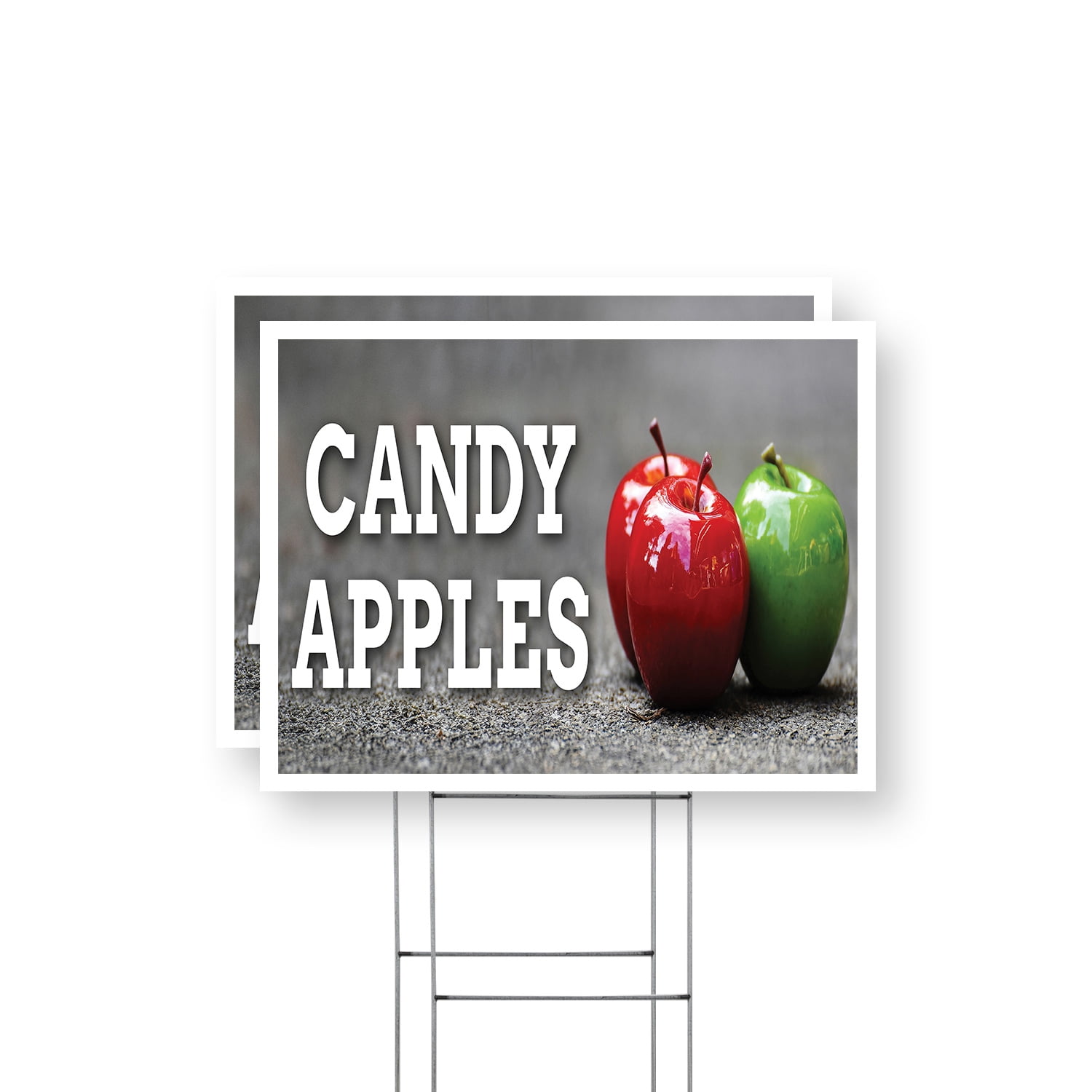 Candy Apples Yard Sign 2 Pack of 18 Inch x 24 Inch Single Sided ...
