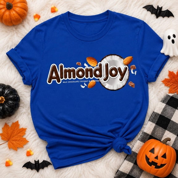 Candy Bar Couple Halloween Shirt, Almond joy And Mounds Matching His And Her Candy Halloween T-Shirt,Royal Blue Color,Size M