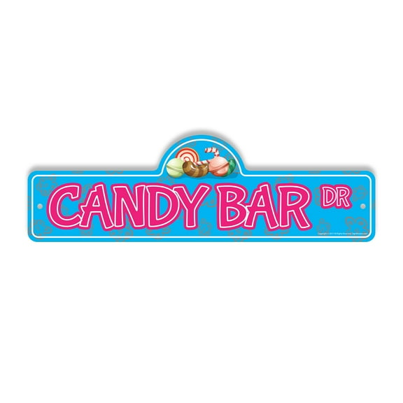 Candy Bar Plastic Street Sign - 6 Inch X 18 Inch Gift Chocolate Snack Sweet Treat Wrapper Dessert Sugar Energy Fun Kids