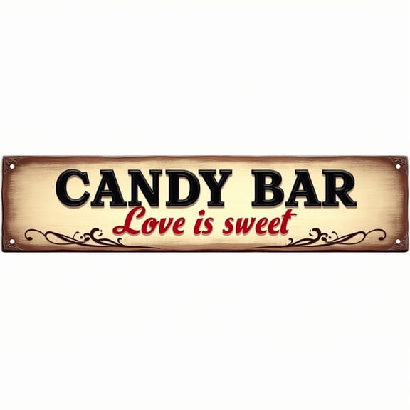 Candy Bar Tin Decor 16*4 Inches "CANDY BAR Love is sweet" Kitchen/Party Wall Art - Retro Sweet Accent, Candy Decor, Kitchen Metal Sign